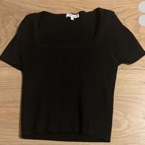 Women's Black Ribbed Top